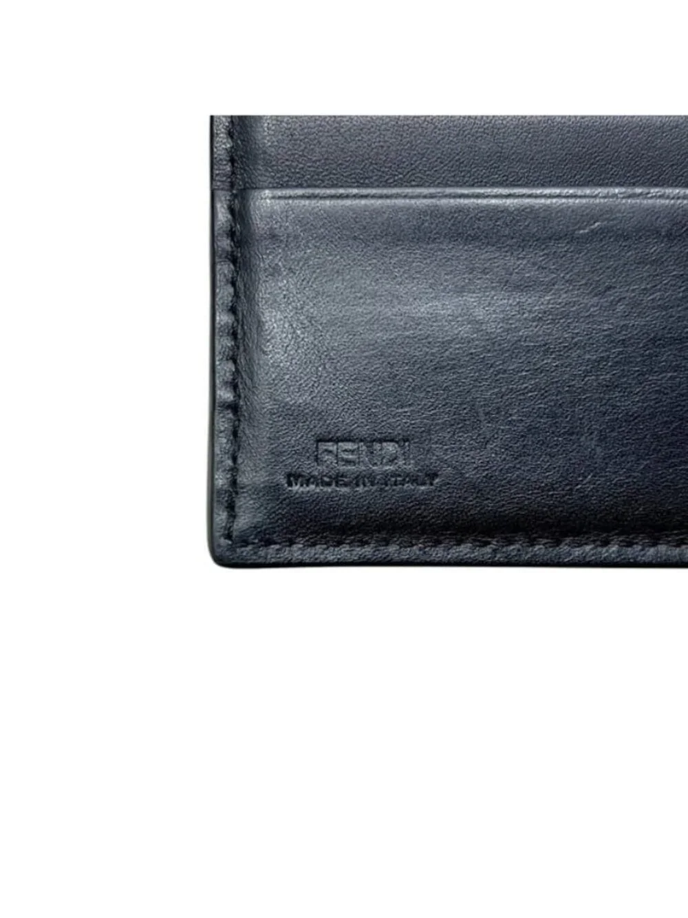 Fendi Bifold Wallet Micro FF Aglp 219 Leather Asphalt Nero Palladio Black